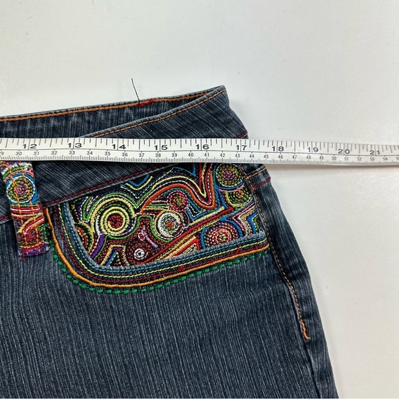 Brighton Blues Bermuda Jeans Women’s 12 Colorful Embroidery Stretch Cotton - Picture 7 of 9